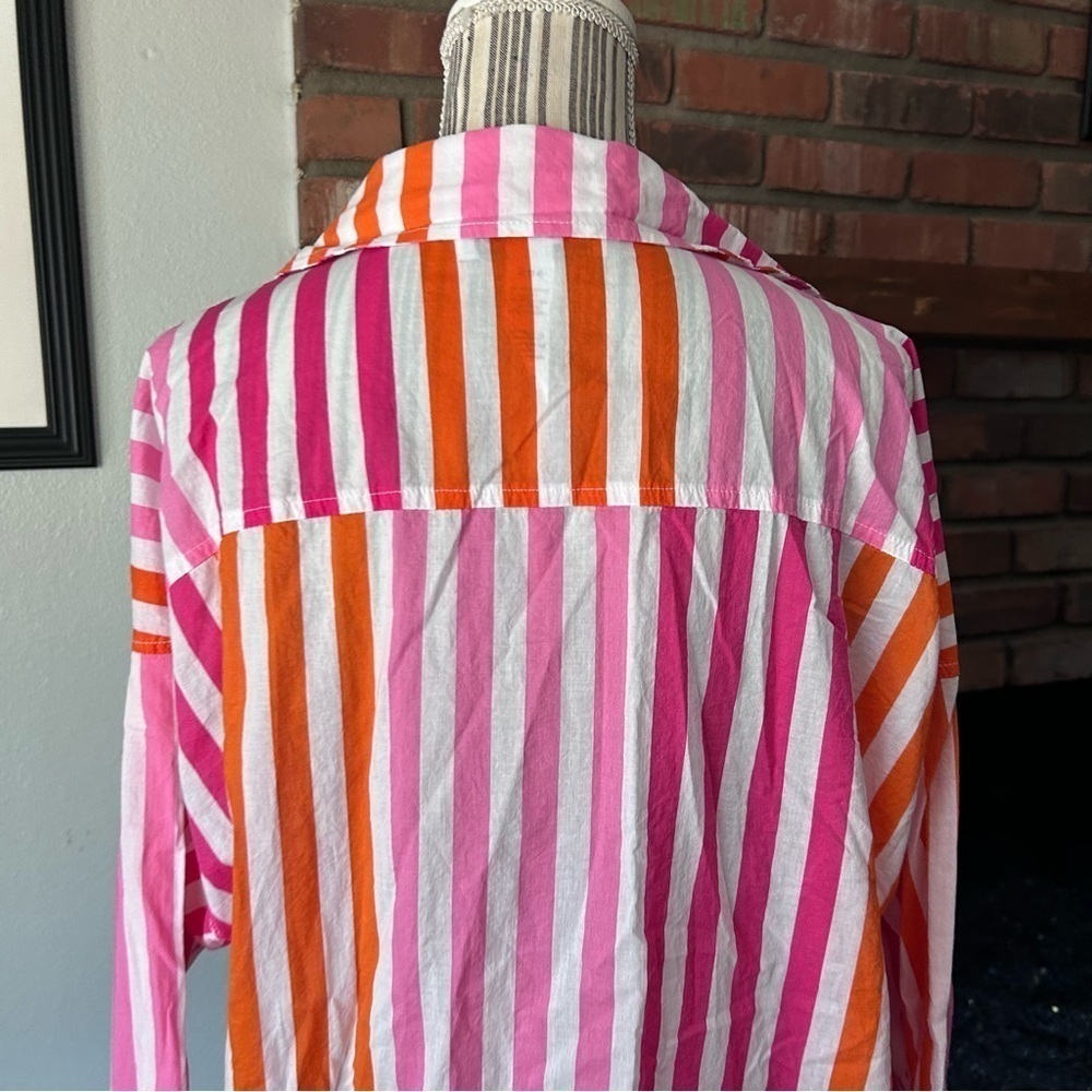 Beach Riot Alexa Button Down Top Coverup In Sunset Stripes Sz Large PETITE - Picture 10 of 11